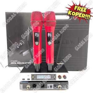 Mic Wireless Ashley Combo Red Original Free Koper Combo Merah 2bh Mic Ashley ( Bisa COD )