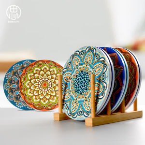 4 PCs Ceramic Heat Proof Mat Anti-Scald Pan Mat American Style Enamel Kitchen Coaster Placemat Dining Table Cushion Pot Bottom Pad Dish Tray