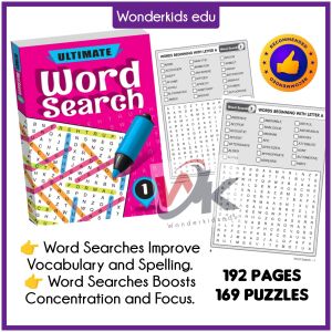 Ultimate Word Search Book Word Games Crossword Puzzle for Kids Brain Teaser Children