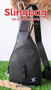 JAVA SEVEN Tas punggung kecil pria anti air / Slingbag bahan sintetis / hitam TOJ 003
