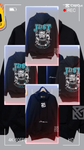 hoodie cowok keren tebal hitam polos AKAZOO SB DPN BLKNG JUST LOWER IT sablon saku putih