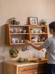 YANPU | Red Cherry Wood Cup Holder Shelf