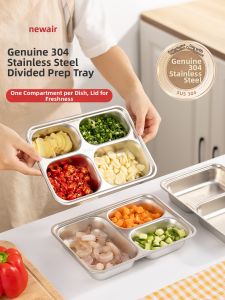 Stainless Steel Sectional Dish Serving Tray for Hot Pot Ingredients