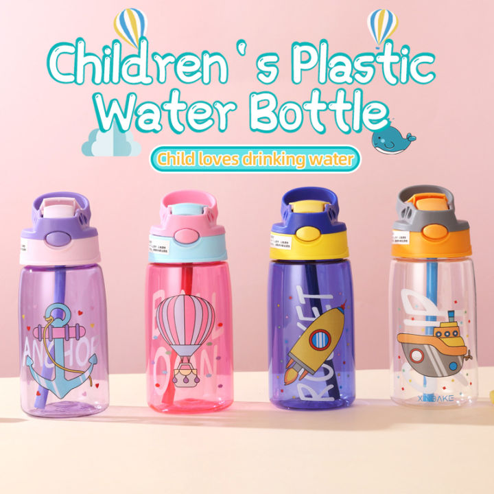 Kids Drinking Bottles 480 ML Safety Plastic Strawed Water Cups Children ...