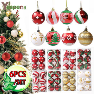6ชิ้น YESPERY กล่องที่มีสีสันเครื่องประดับคริสต์มาส คริสต์มาสต้นไม้แขวนจี่ตกแต่งคริสต์มาสสำหรับบ้าน 2023 ของขวัญปีใหม่ 6 เซนติเมตร
