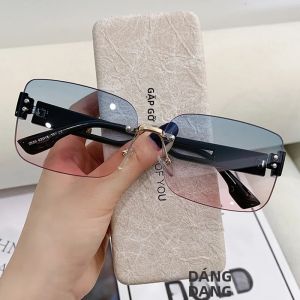 Kính Mát Không Gọng Hàn Quốc Dành Cho Nữ Chống Tia UV400 Thời Trang Phong Cách Phóng Khoáng Dùng Hàng Ngày Gọng Acetate