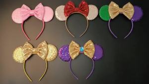Herocross | Women Cute Mouse Ears Solid Sequin Headbands for Girls Baby Women Sequins 5"Bows Hair Accessories Adults Hairbands Kids Gifts