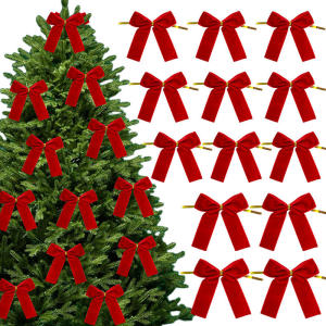 12pcs Christmas Bow Decoration Christmas Tree Hanging Ornaments Bowknot For Xmas Wreath New Year 2025 Navidad Gifts Bow