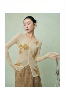 SUSHE | Mohair and Wool New Chinese Style Lightweight Ink Print Knit Top