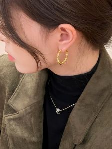 S925 Silver Needle Lucky Turnings Earrings Womens Luxury 18K Gold Transient Bead Ear Clip Fashion Jewelry Birthday Gift