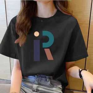 เสื้อยืดแขนสั้นผ้าฝ้ายบริสุทธิ์สําหรับผู้หญิง 2024 มาใหม่มีสไตล์พิมพ์เสื้อผ้าทํางานลําลองหลวมประเภทความหนาปกติ