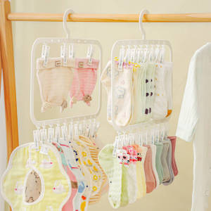 Plastic Drying Rack with Clips Space Saving Kids Clothes Hanger for Underwear Bras Socks Hanger Closet Organizer
