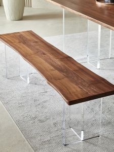 Silent Style Acrylic Suspended Solid Wood Bench Minimalist Modern For Home Home Shoe Changing Stool Living Room Bench Bed End Stool