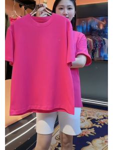 Dragon Fruit Red Simple Print Short Sleeve T-Shirt Womens Summer New Style Brightening Wide Top Korean Version Cotton round Neck