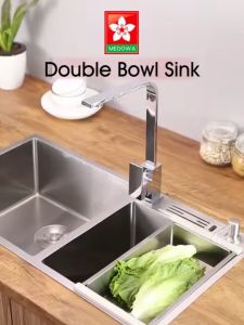 Kitchen Undermount Double Sink (Stainless Steel) with Faucet and Soap Dispenser Complete Set