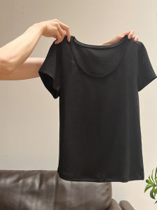 Ice Sensation Smooth Loose Fit Short Sleeve round Neck T-Shirt Simple Elegant plus Size Womens Casual Style Summer Top