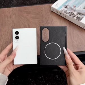 szhaiyu | Leather Pattern Phone Case For Samsung Galaxy Z Fold 8 7 6 5 4 Ultra For Magsafe Magnetic Wireless Charge Protection Cover