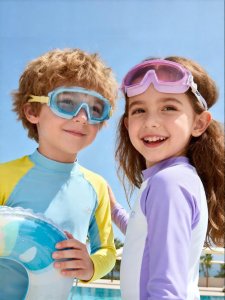 INRT | Waterproof Anti-fog UV Protective Antimicrobial Large Frame Goggles Swimming Cap Set
