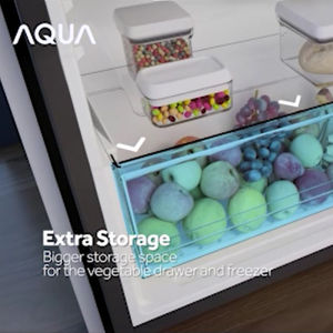 AQUA Kulkas 1 Pintu 180 L [Sky Star Blue] - Low Voltage Running - Vegetables Box - Tempered Glass Tray - LED Light - AQR-D225(MSB)