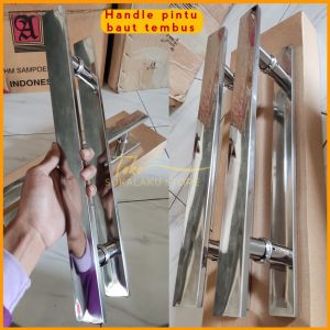 Handel pintu kaca baut tembus Full stainless mengkilat model pintu minimalis
