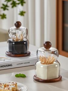 Elegant Chinese Ceramic Toothpick Holder Creative Cotton Swab Storage Box High Aesthetic Value Home Use Toothfloss Organizer