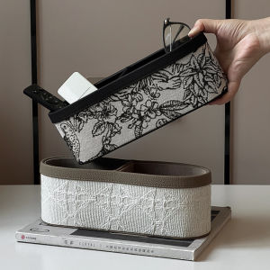 French Vintage Multi-Functional Living Room Cloth Art Tea Table Remote Control Storage Box Middle-Aged Storage Basket Organizer Box