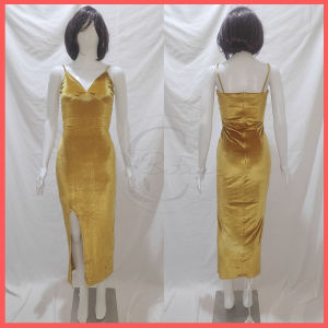 1990 Dress Panjang Bludru dengan Tali Tanktop - 240629 Bahan Bludru Halus Cantik. Ukuran M (LD 80-90cm)