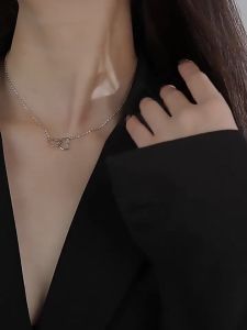 *Ready Stock*Double Ring Heart Heart Heart Collar Necklace New Simple Necklace Girlfriend Necklace Gift