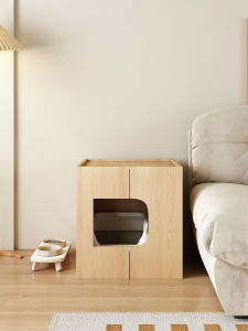 Large Size Wooden Cat Toilet Indoor Half-Closed Style Cat Litter Box Anti-Odor Spill-Proof Cat Shelter House Cat Cabinet