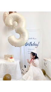 32 Inch 0-9 Number Balloon Birthday Balloon Number Party Foil Balloon Kids Baby Shower Decor Wedding Countdown 32-inch Milk White Number Balloon