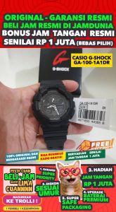 CASIO ORIGINAL - CASIO G-Shock GA - GA-100-1A1 - MEN - Hitam - Strap Resin - Jam dunia JD17 Jam Tangan Pria Cowok Anti Air G SHOCK GSHOCK GSHOK SOK DIGITAL Analog + CASIO GA 100 1A GA-100 100 GA100 GA-100-1A $ WR2 STR BS7 HT7 D1471