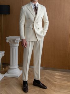 Luxury Elegant Fitted Double Breasted Blazer Style Dinner Suit