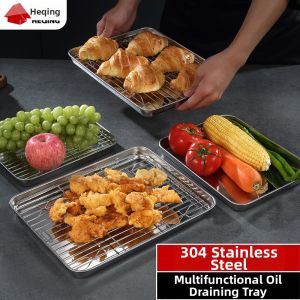 Multifunctional Oil Filtering and Water Draining Stainless Steel Square Japanese Style Tray