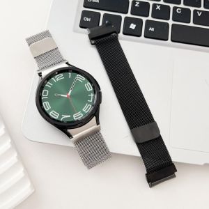 Cho Samsung Galaxy Watch 6 dây đeo cổ điển 43mm 47mm cho Galaxy Watch 6/5/4 dây đeo 40mm 44mm/ 5 Pro 45mm /4 dây đeo cổ điển 42mm 46mm Vòng đeo kiểu Milan nút nhấn dây dây đeo kim loại