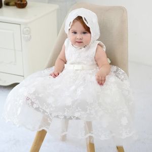 Baby Girl Lace Dress Christening Baptism Gowns Outfit with Bonnet Formal Party Special Occasion Dresses for Toddler