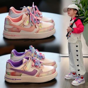 Giày thể thao bé gái phối màu gắn thỏ đáng yêu giày đi học bé gái thoáng khí da mềm đế êm mẫu mới nhất TV130