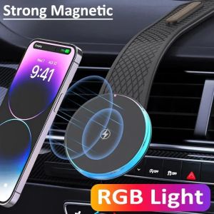 HOCE 15W Magnetic Car Wireless Charger Stand Bracket For iPhone 15 14 13 12 Pro Max MagSafe Fast Charging Station Phone Holder Mount Multifunction Nano Sucker