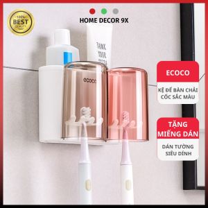 Kệ Cắm Bàn Chải Kệ Để Đồ Nhà Tắm Ecoco Cao Cấp Không Cần Khoan Tường
