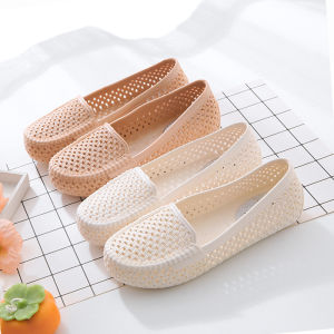 Summer White Nurses Shoes Womens Cut Out Flats Casual Soft Bottom Flat Shoes Non Slip Work Shoes Work Sandals