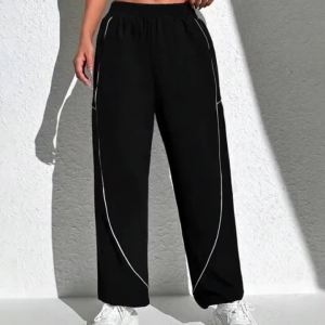 Sport Trousers Women Loose Pants Casual Wide Leg Sport Pants with Pockets Stretch Waist Fitness Running Pants Gym Sweatpants