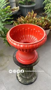 POT BUNGA TANAMAN PIALA JUARA PENDEK 38 CM PUTIH - PIALA SHALLOM PENDEK  PUTIH