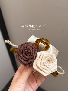 กิ๊บติดผมดอกไม้รูปฉลามขนาดใหญ่สองสีสไตล์ย้อนยุคสำหรับผู้หญิง กิ๊บติดผมแบบหนีบหัวเข็มขัดสำหรับตกแต่งผมด้านหลังศีรษะ