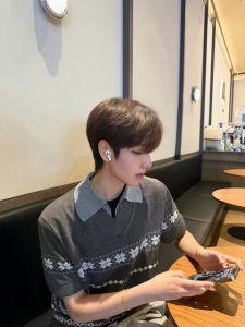 ZHUOCAN | Áo Polo Knitted Fair Isle Mát Mẻ Cho Mùa Hè
