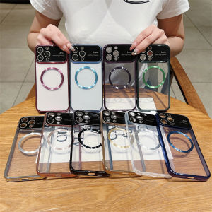 Zeallion Plating Transparent Phone Case For [iPhone 14 13 12 11 Pro X Xs Max XR 7 8 Plus] Magnetic Wireless Charging Camera Protection Cover