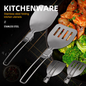 Bằng thép không gỉ có thể gập lại đồ dùng nhà bếp thìa bếp Muông ăn sup colander Xách Tay Cắm Trại dụng cụ nấu ăn