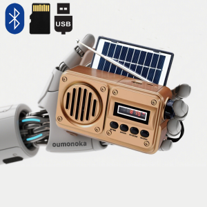 Rechargeable AM FM  Radio Built-in Speaker Pointer Small Portable Solar Mini Radio with Flashlight Survival HD Display Screen