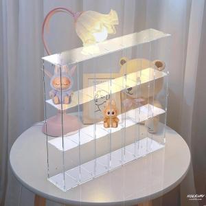 Acrylic Doll Display Stand with Door Toy Figure Storage Box Phthalate Free Desk Organizer Toy Story Shelf Holder Clear Color