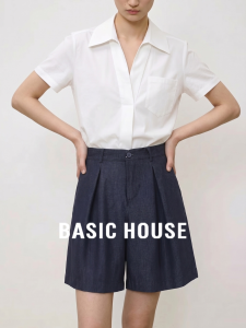 Basic House | Cool High Waist Wide Leg Tencel Shorts