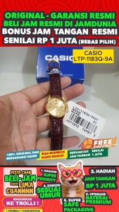 CASIO ORIGINAL - CASIO LTP-1183Q-9ADF - WOMEN - Coklat / Merah - Strap Kulit - Jam dunia JD19ST  Jam Tangan Wanita Cewek Anti Air Digital Analog + CASIO LTP 1183Q 9A LTP-1183Q 1183 Q LTP1183 LTP-1183 LTP1183Q LTP-1183Q-9A $ WR0 STK KC7
