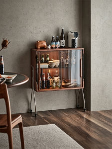 HESHIBOYA | Tủ Hiển Thị Rượu Gỗ Di Động Phòng Khách Hiện Đại Minimalist